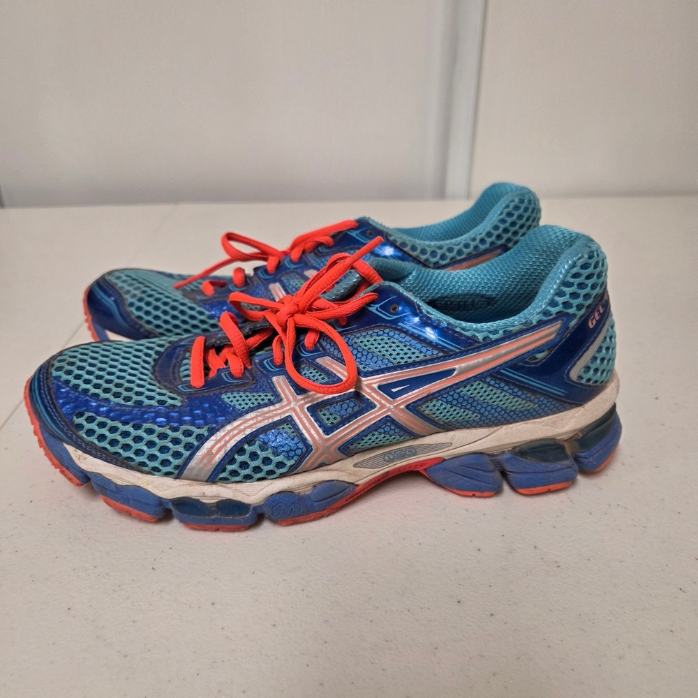 ASICS Gel-Cumulus 15 Blue Orange Silver Mesh Running Shoes Mens 8.5 T3C0N